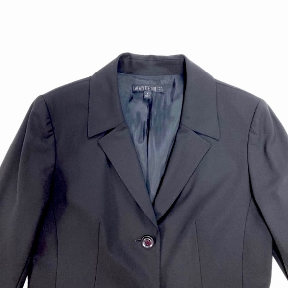 LAFAYETTE 148 New York Virgin Wool Blend Stretch Single Blazer in Black Size 10 - Picture 3 of 8